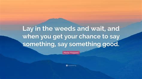 Merle Haggard Quote Lay In The Weeds And Wait And When You Get Your