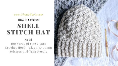 How To Crochet A Hat Shell Stitch Hat Youtube