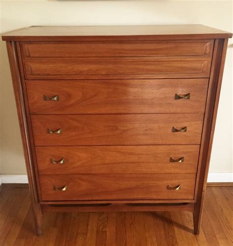 Mid Century Modern Walnut Highboy Dresser By Dixie Furniture Epoch