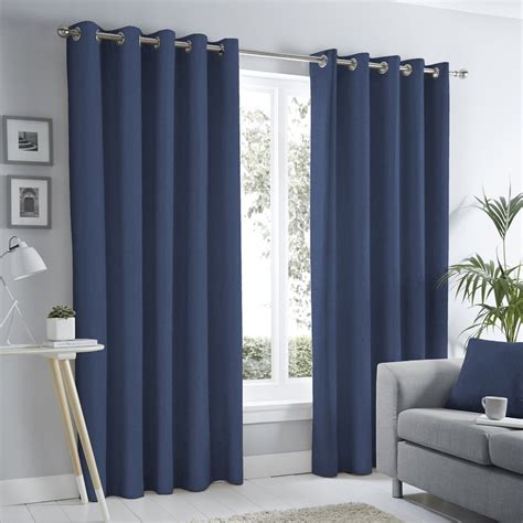 Sorbonne Lined Ready Made Eyelet Curtains In Navy 48 Star Rating