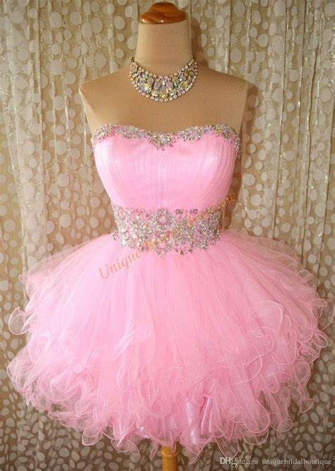 2016 Pretty Pink Homecoming Dresses With Strapless Neck And Tiered