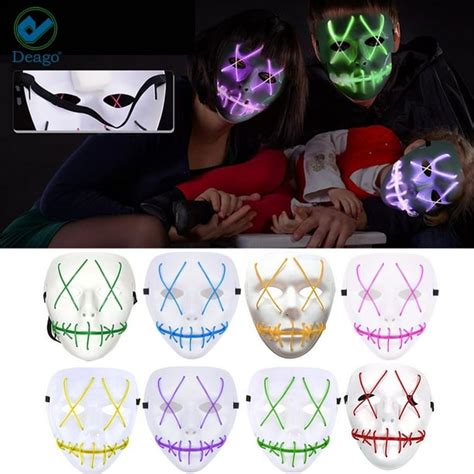Deago 3 Modes Halloween Scary Mask Cosplay Wire Led Light Up Costume