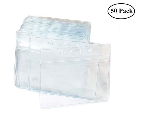 Badge Holder50 Pack Clear Card Holders Pockets Waterproof Plastic