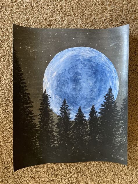 Blue Moon Acrylic Painting Painting Tapestry