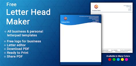 So it's always a good idea to think over the things you want your remember, the final logo may determine your business success for the next decade. Letterhead Maker Business letter pad template Logo - Apps ...