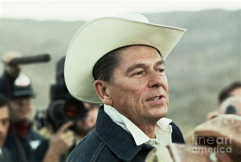 Ronald Reagan Wearing Cowboy Hat By Bettmann