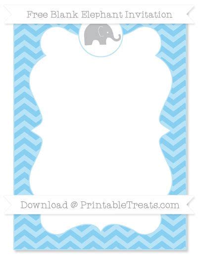 Welcome to the coolest selection of free baby shower printables, including invitations, coloring pages, decorations and loads of original printable designs. Free Baby Blue Chevron Blank Elephant Invitation | Boy ...