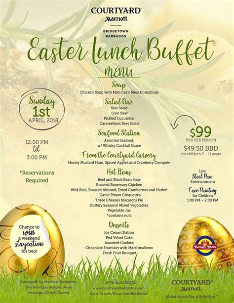 easter sunday lunch buffet at courtyard marriott what s on in barbados 2018 04 01