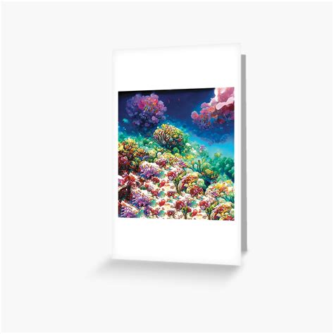Coral Reef Watercolor Painting Ocean Coral Reef Underwater Barrier Reefs Greeting Card