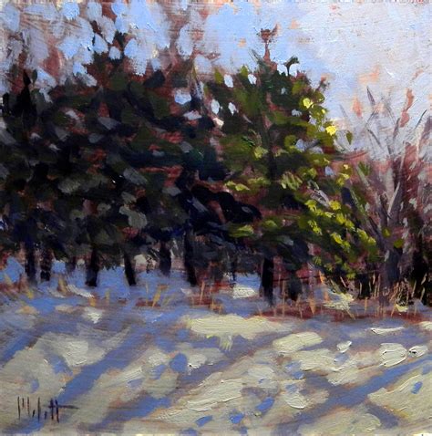 Painting Daily Heidi Malott Original Art Winter Evergreens Snowy