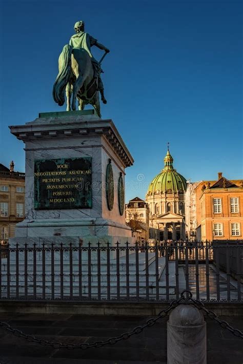 Denmark Statue And Parliament Building Copenhagen Stock Photo
