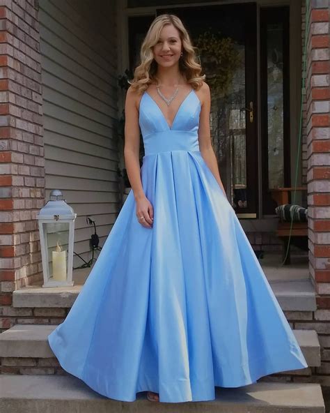 Us 13900 Ball Gown V Neck Floor Length Satin Evening Dress Jjs