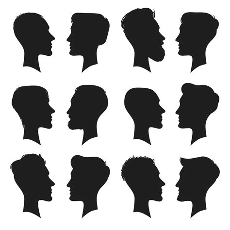 Adult Male Head Profile Silhouette Man Icon Fashion People Haircut O