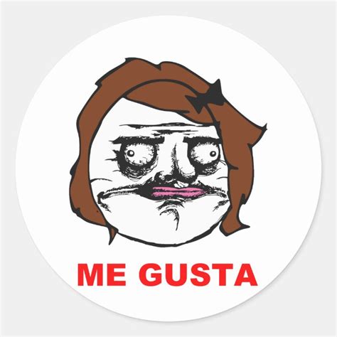 Brown Female Me Gusta Comic Rage Face Meme Classic Round Sticker