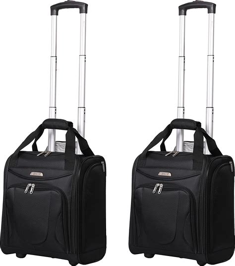 aerolite aerolite carry on under seat wheeled trolley luggage bag 2 x black uk