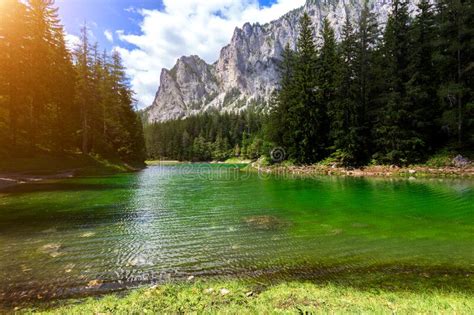 Gruner See Beautiful Green Lake With Crystal Clear Water Stock Photo