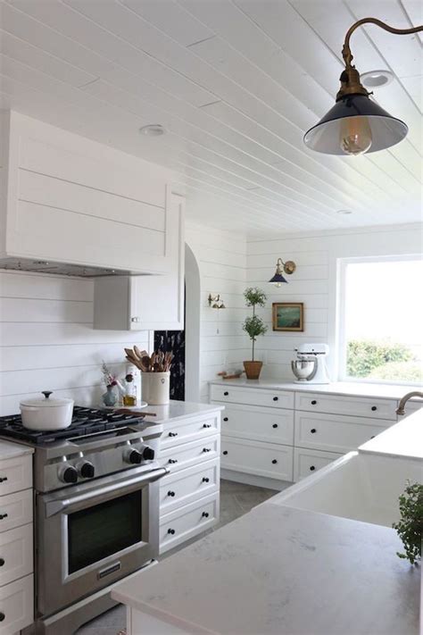 shiplap ceiling kitchen - Google Search | White kitchen remodeling