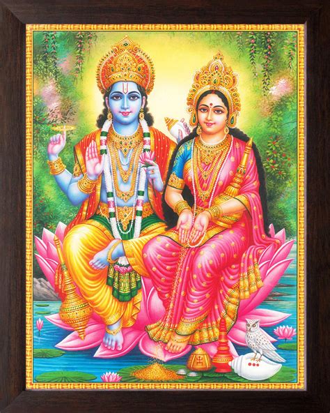 Art N Store Lord Vishnu With Goddess Lakshmi Hd Printed Religious