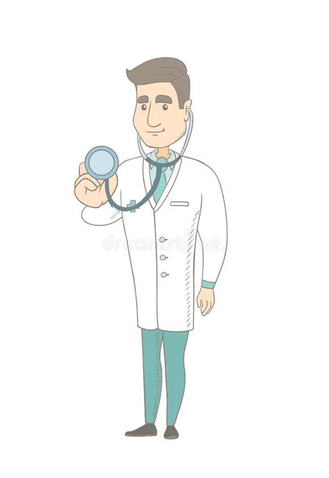 Young Caucasian Doctor Holding A Stethoscope Stock Vector