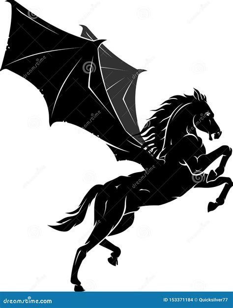 Black Pegasus With Bat Wings Stock Vector Illustration Of Composition