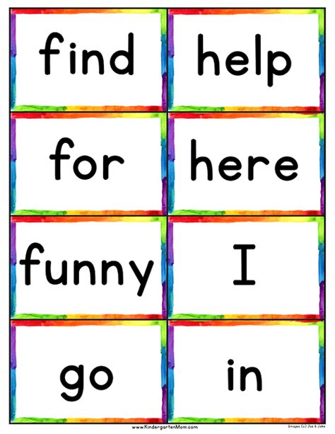 50 Free Printable Kindergarten Sight Word Flash Cards Bxemac