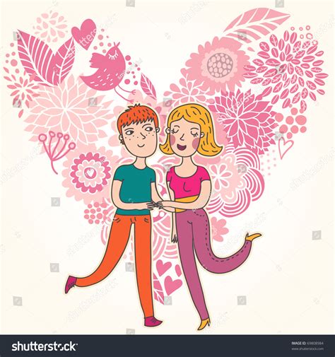 Cartoon Boy And Girl In Love Stock Vector Illustration ...
