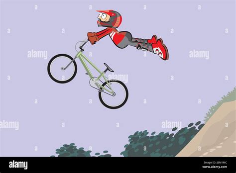 Vector Illustration Boy Jumping Bike Stock Photos & Vector Illustration