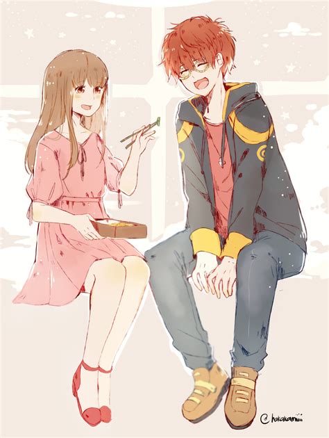 Aw 707 And Mc Going Out On A Date~ Mystic Messenger 707 X Mc Anime Couples Cute Couples