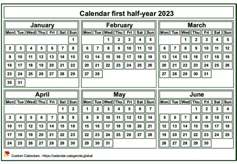 Calendar 2023 To Print Half Year Tiny Pocket Format White Background