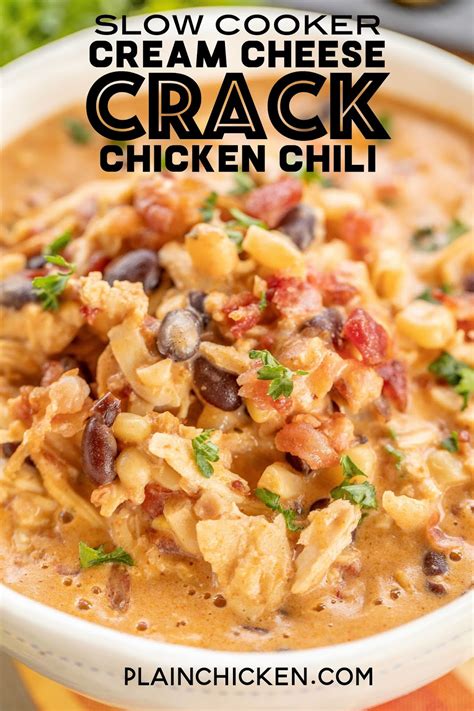 Slow cooker cream cheese crack chicken chili