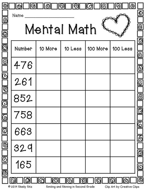 Print and go activities perfect for any third or fourth grade classroom use. 10 less and 100 less math.pdf | Mental maths worksheets ...