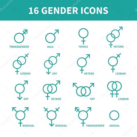 Seksuele Geaardheid Gender Web Pictogrammen Symbool Teken In Vlakke Stijl Mannelijke En