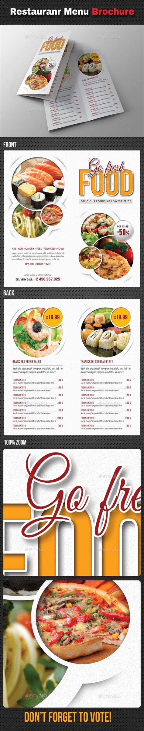 Go Fresh Restaurant Menu Bifold Brochure By Rapidgraf Graphicriver