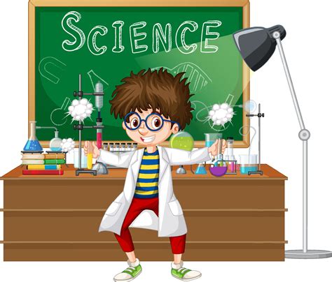 Scientist Cartoon Character With Science Lab Objects 6771348 Vector Art