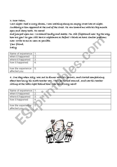English Worksheets Writing About One´s Most Embarrassing Experience Part 2
