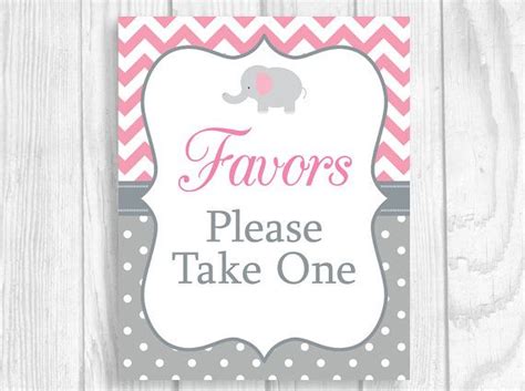 Favors Please Take One 5x7 8x10 Printable Elephant Girls Etsy Baby