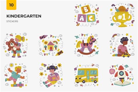 Kindergarten Stickers Graphics Envato Elements