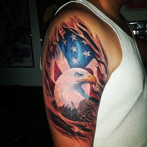 Tribute tattoo, this one is directly related to those who died in combat. The 80 Best American Flag Tattoos for Men | Improb