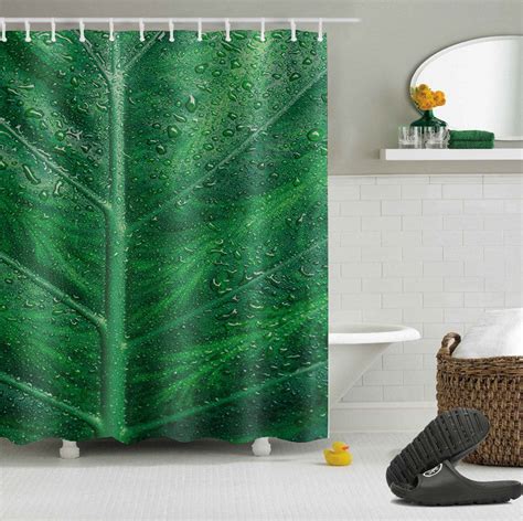 72x72 Green Oil Waterproof Fabric Bathroom Shower Curtain 12 Hooks 4138 In Shower Curtains
