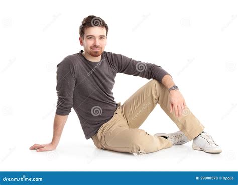 Man Sitting On The Floor Stock Photo Image Of Jeans 29988578