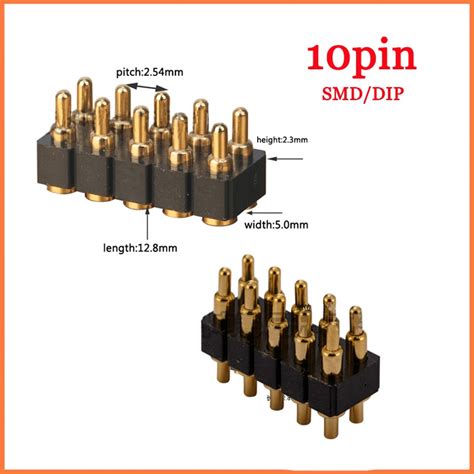 Smddip Spring Loaded Pogo Pin Connector 10 Pin 70 Mm Height Pcb