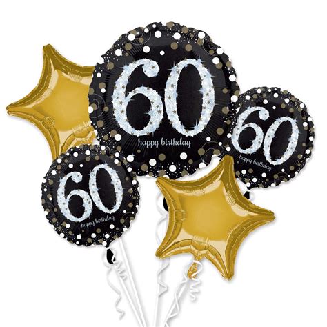 Gold Sparkling Celebration 60th Birthday Foil Bouquet Balloons Party