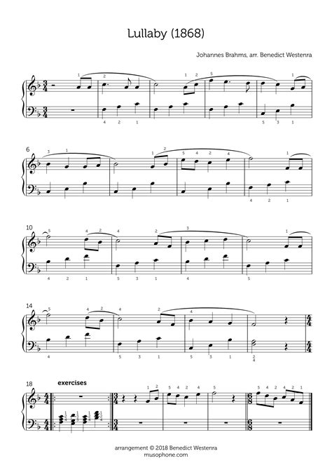 Brahms – Lullaby beginner piano arrangement