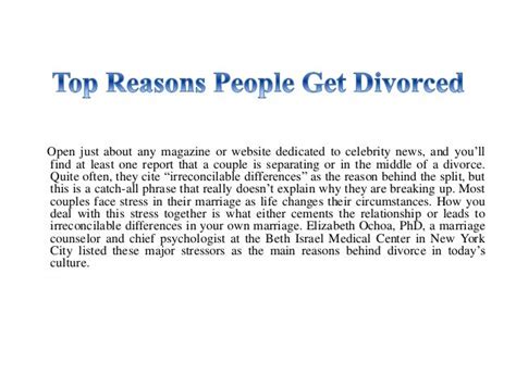 top reasons people get divorced