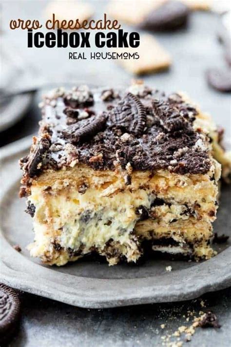 The oreos get dunked in milk then slathered. Oreo Cheesecake Icebox Cake ⋆ Real Housemoms