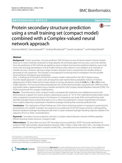 Pdf Protein Secondary Structure Prediction Using A Small Training Set