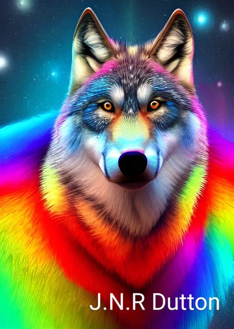 Rainbow Wolf Dreamscape Art