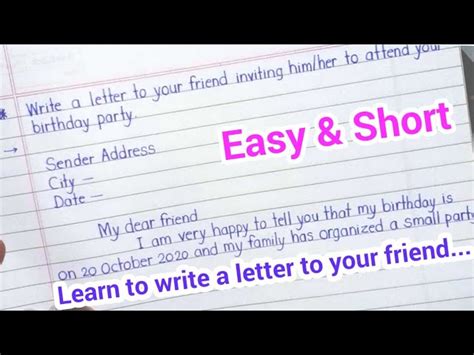 Letter to friend || Invitation letter || Write a letter inviting a