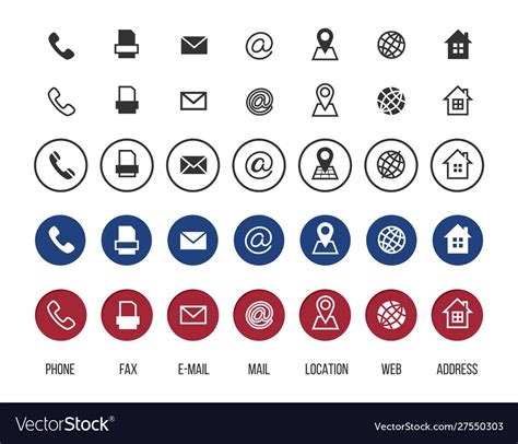 Contact Icons Business Card Symbols Royalty Free Vector