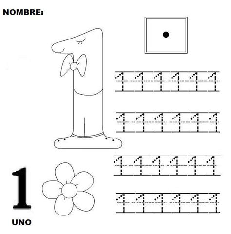 Imágenes Para Repasar Y Trazar El Numero Uno